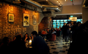 Interior of Chelsea Drugstore, bohemian-style bar, Dublin.