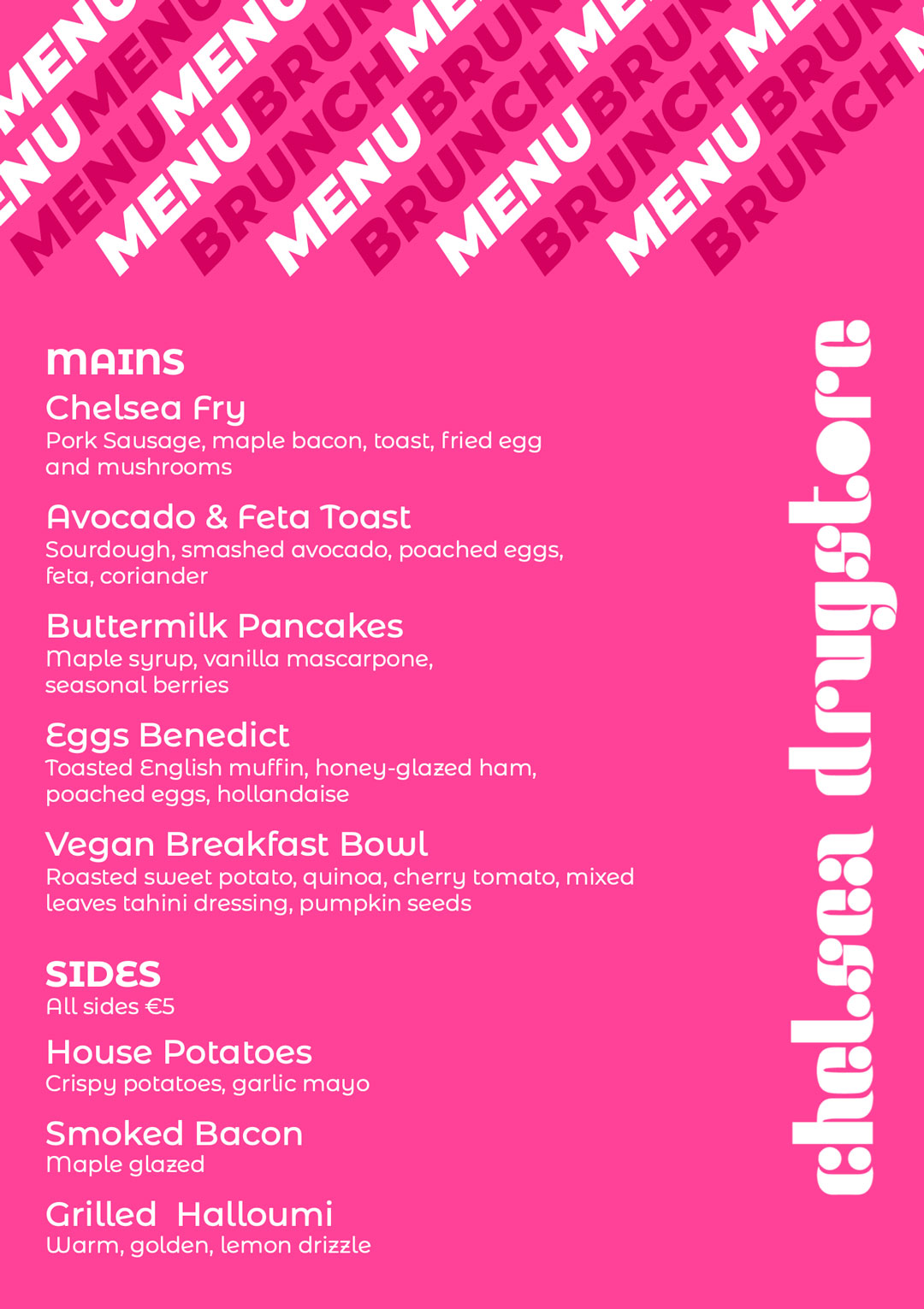 Where can I find the best bottomless Brunch in Dublin? Check out our menu at the Chelsea Drugstore in Dublin's City Center we have a menu to suit all tastes with delicious meat fish and vegetarian options paired with our bottomless drinks menu